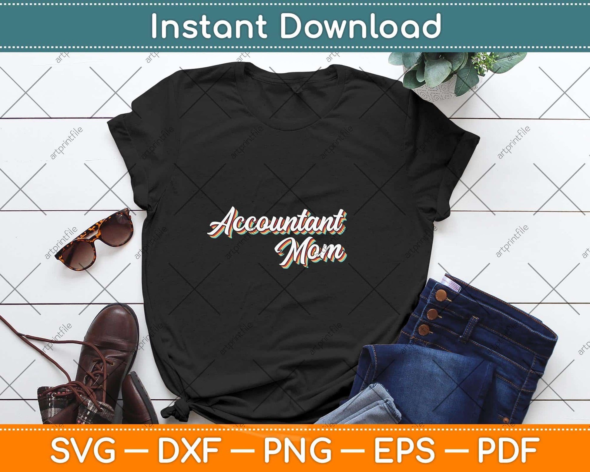 Accountant Mom Vintage Retro Svg Png Dxf Digital Cutting File