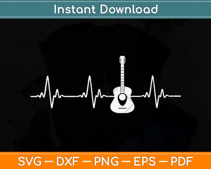Acoustic Guitar Heartbeat Guitar Musician Svg Png Dxf Digital Cutting File
