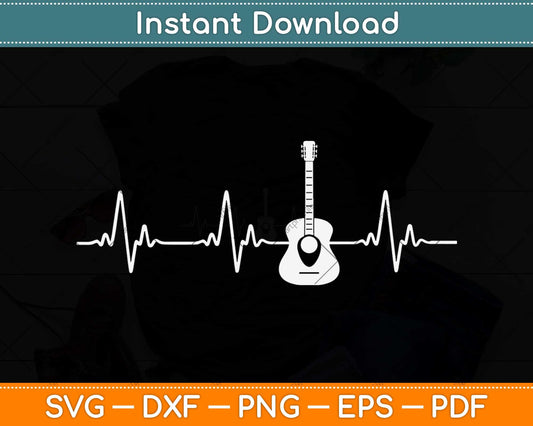 Acoustic Guitar Heartbeat Guitar Musician Svg Png Dxf Digital Cutting File