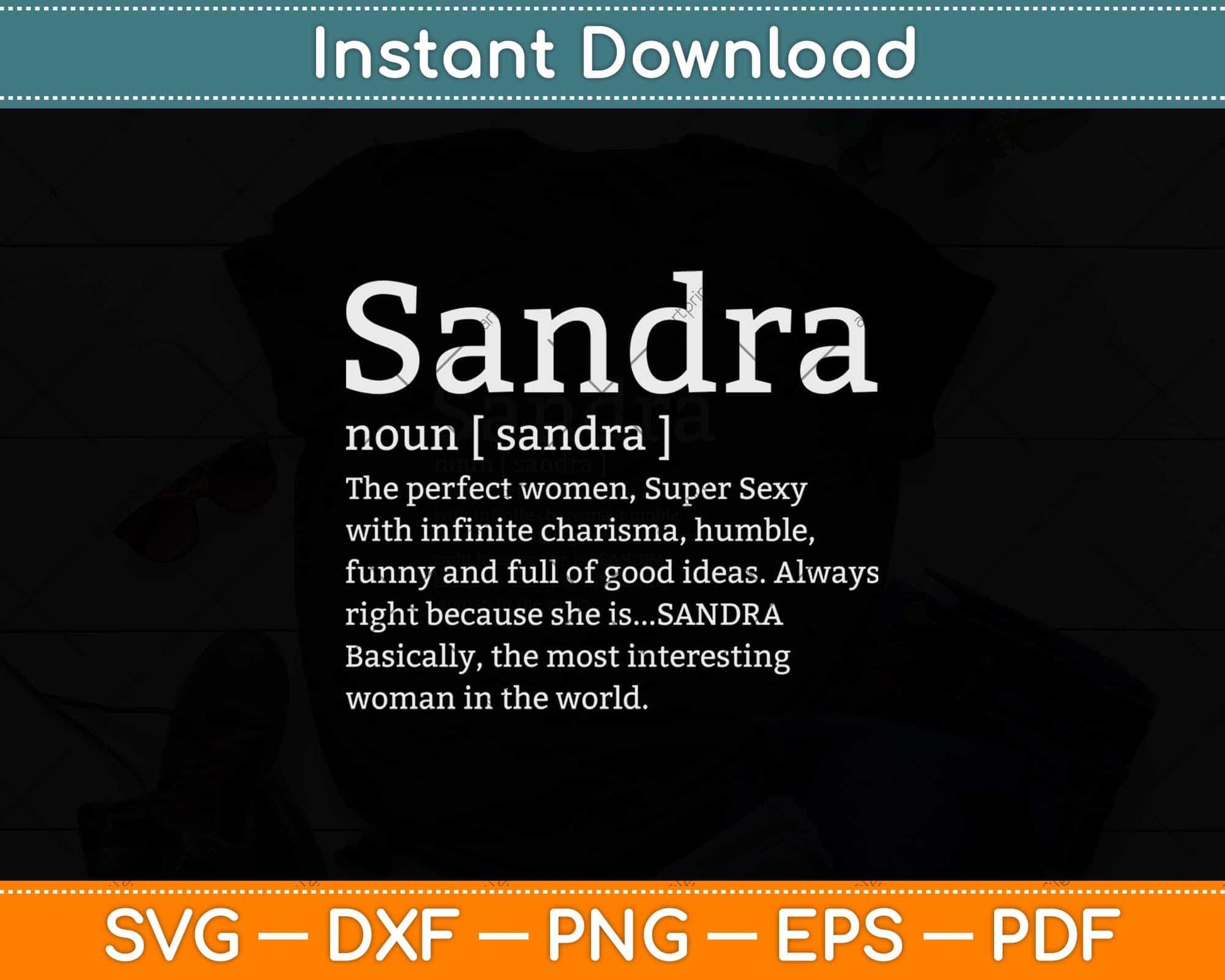 Adult Definition First Name Sandra Svg Png Dxf Digital Cutting File