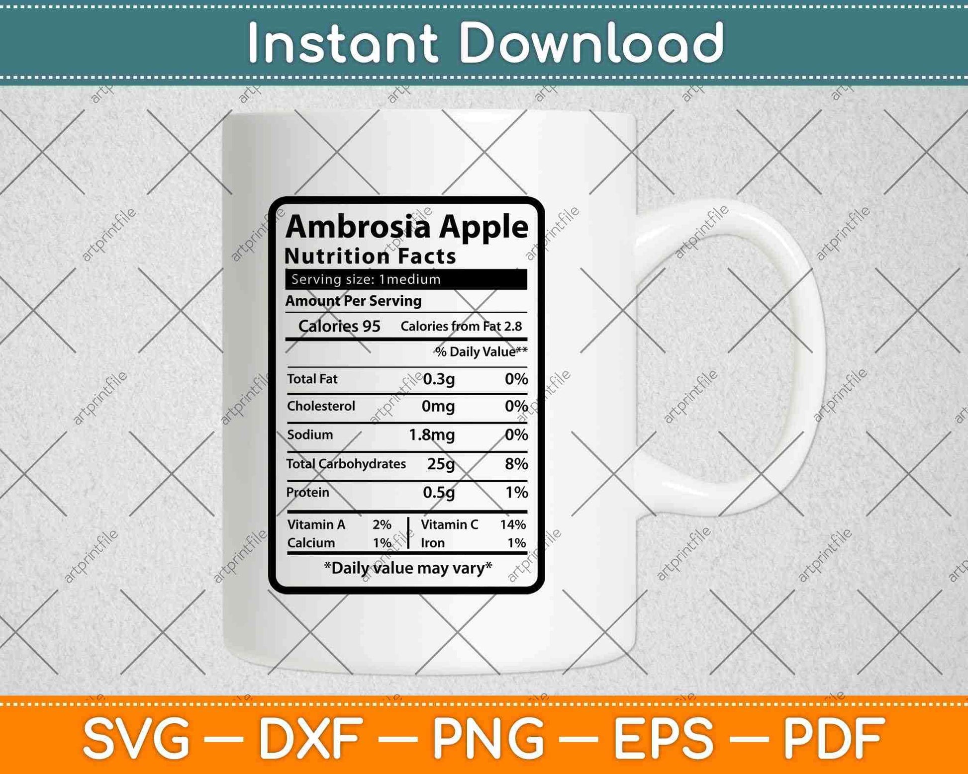 Ambrosia Apple Nutrition Facts Svg Png Dxf Digital Cutting File