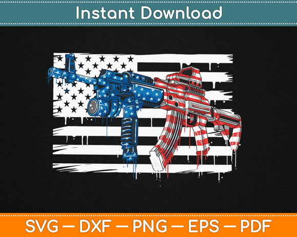 American Flag And Gun 4th of July Svg Design Cricut Printable Cutting Files