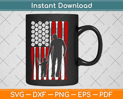 American Flag Baseball Matching Dad & Son Father's Day Svg Design