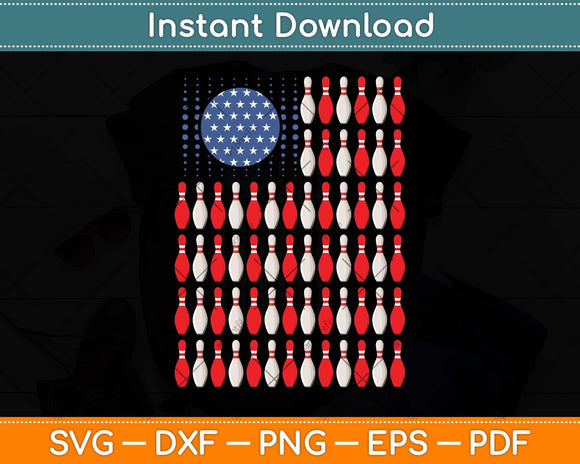 American Flag Bowling Bowler Gifts For Bowling Team Svg Png Dxf Digital Cutting File