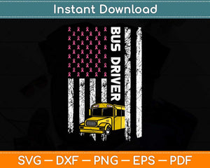 American Flag Bus Driver Breast Cancer Awareness Svg Png Dxf Digital Cutting File