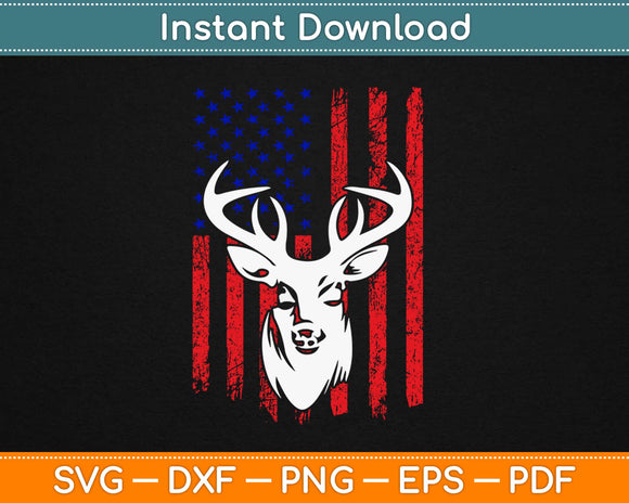 American Flag Deer Hunting Svg Design Cricut Printable Cutting Files