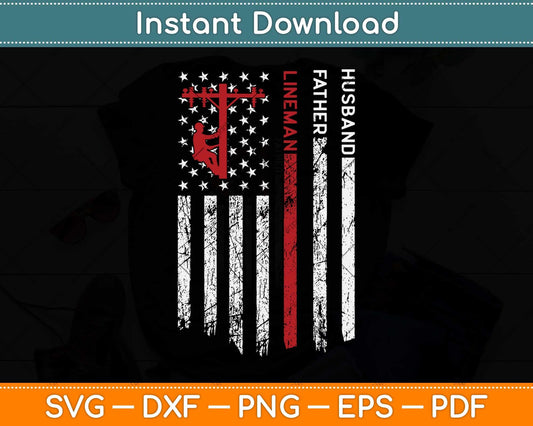 American Flag Electric Cable Lineman Husband Fathers Day Svg Design