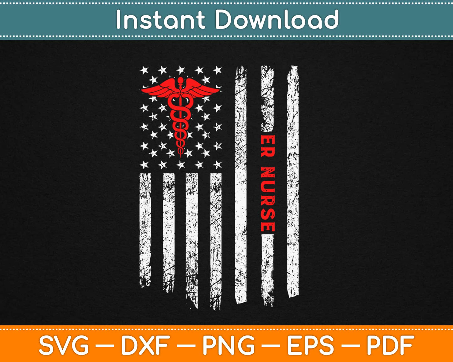 American Flag Emergency Nurse Svg Design Cricut Printable Cutting Files