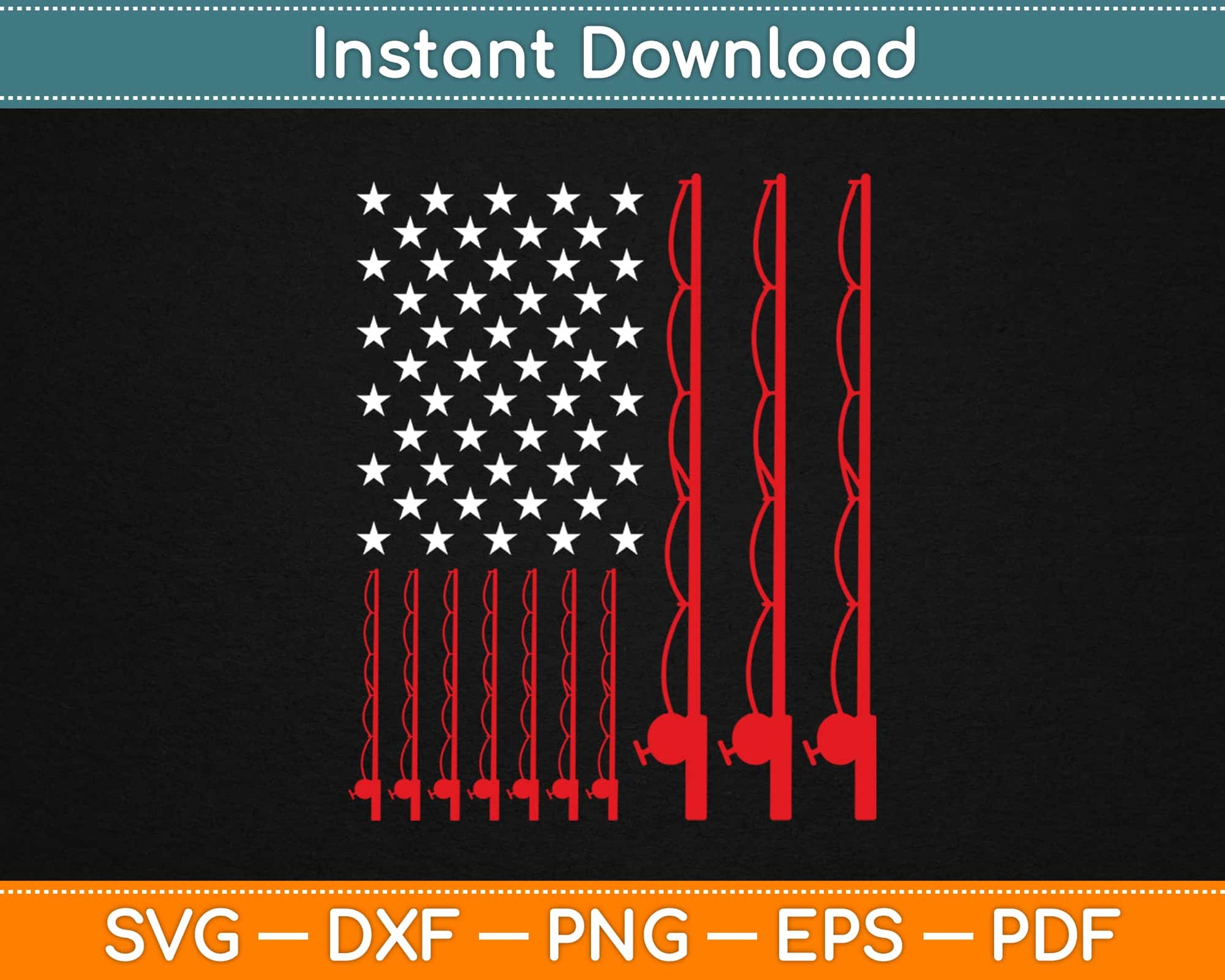 American Flag Fishing Svg Design Cricut Printable Cutting Files