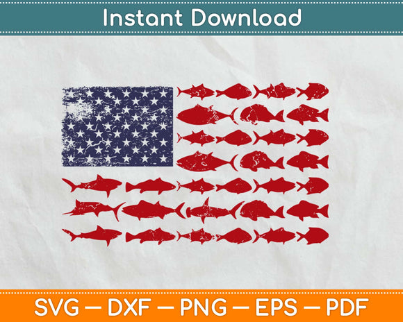 American Flag Fishing Svg Design Cricut Printable Cutting Files