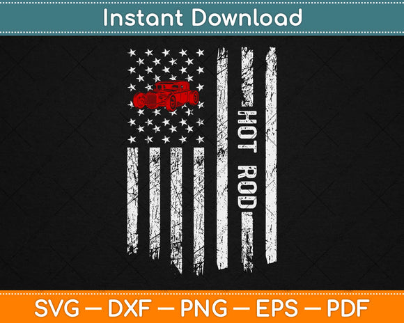 American Flag Hot Rod Antique Classic Car lover Fathers Day Svg Design