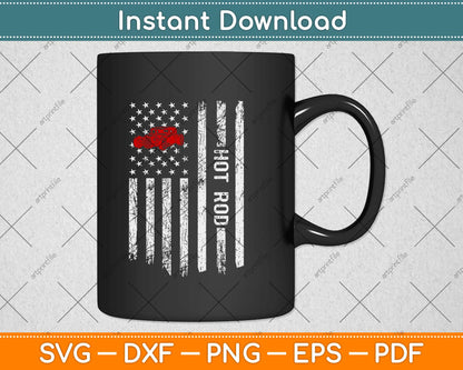 American Flag Hot Rod Antique Classic Car lover Fathers Day Svg Design