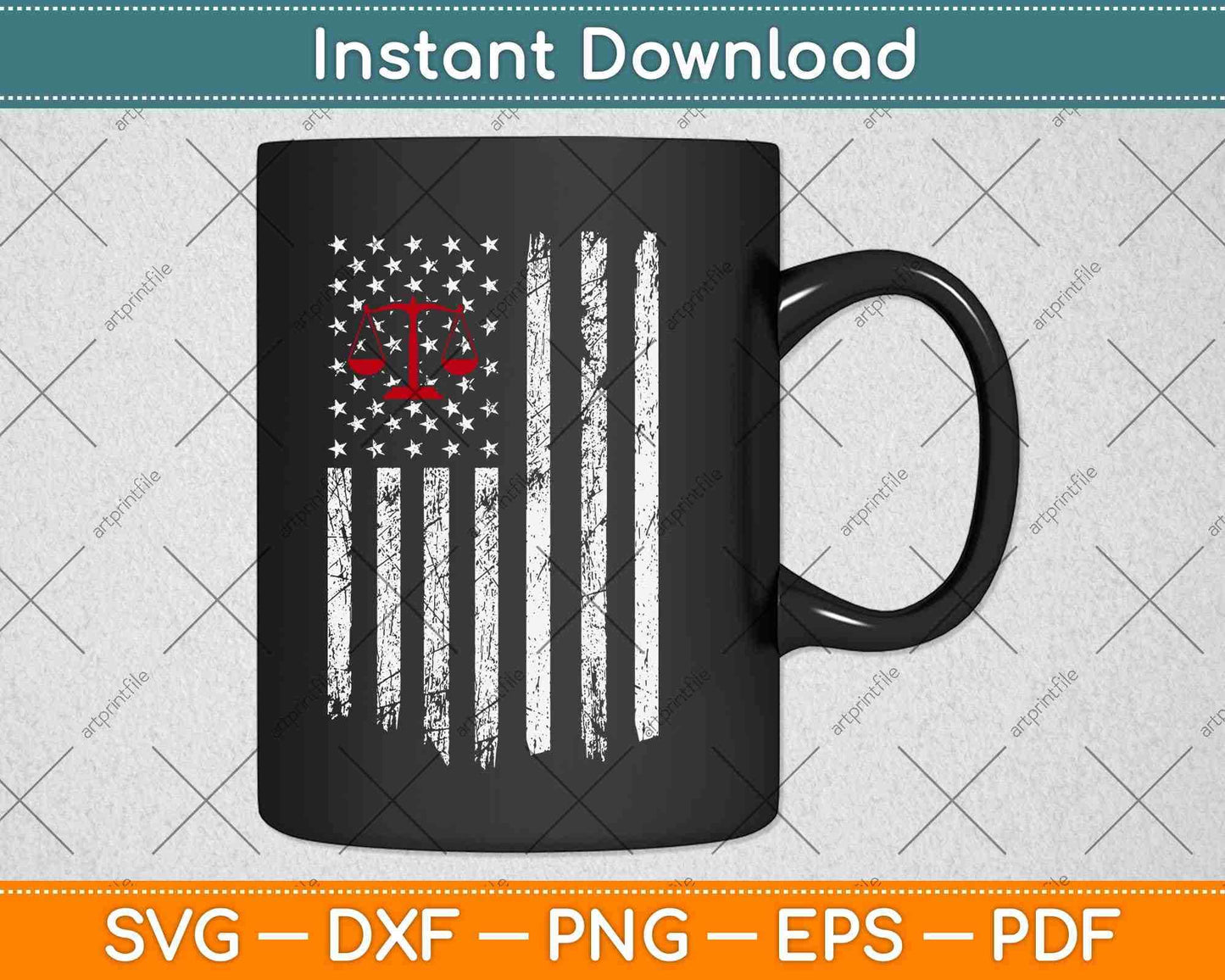 American Flag Lawyer Father's Day Svg Png Dxf Digital Cutting File