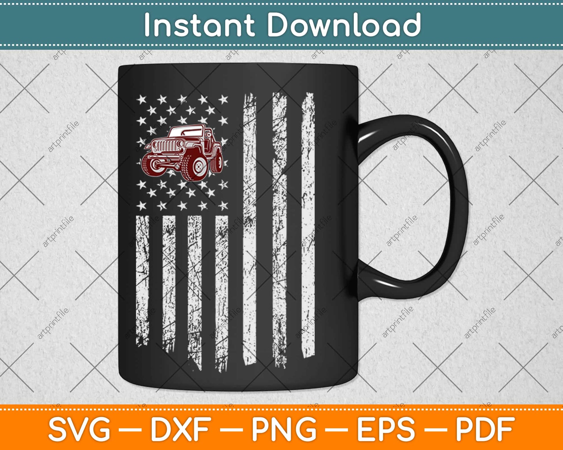 American Flag Mountain Jeep Svg Design Cricut Printable Cutting Files