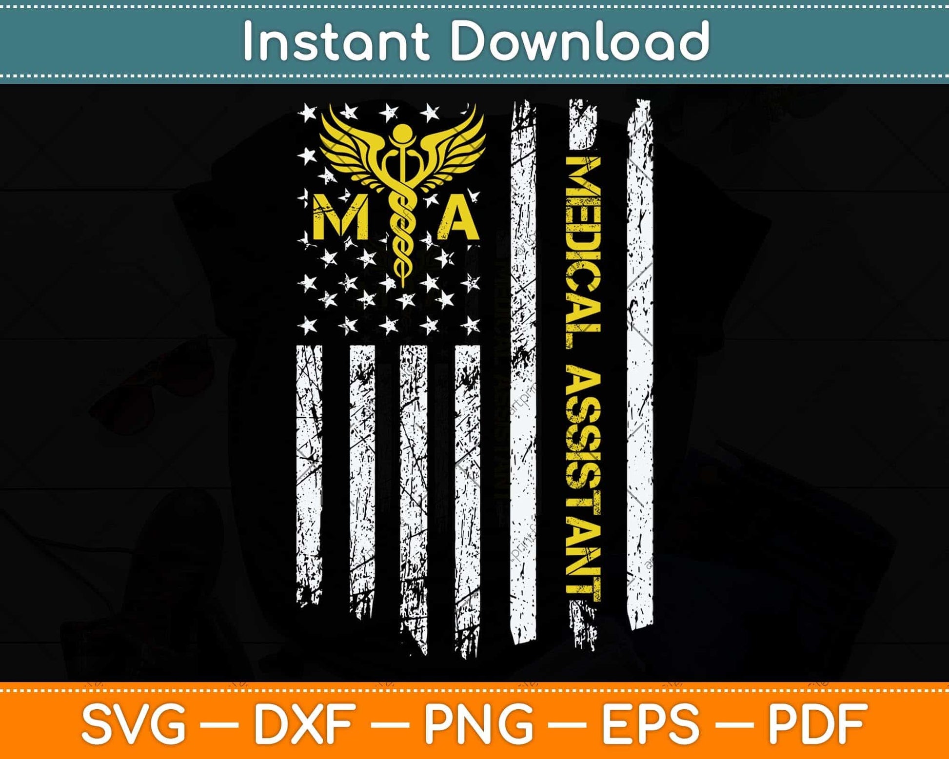 American Flag Patriotic Certified Medical Assistant Svg Png Dxf Digital Cutting File