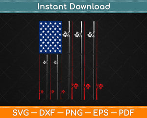American Flag Patriotic Fishing Pole Outdoorsman Svg Design Cricut Cutting Files