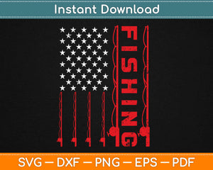 American Flag Patriotic Fishing Pole Outdoorsman Svg, Png Files