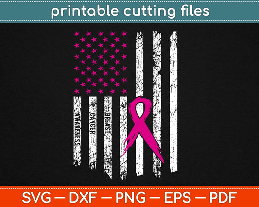 American Flag Pekatees Breast Cancer Awareness Svg Design Printable Cutting Files