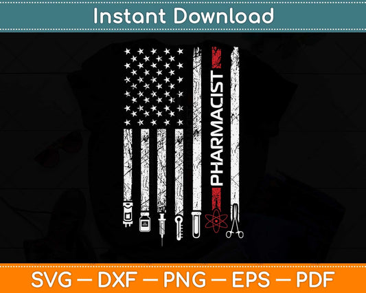 American Flag Pharmacist Father's Day Svg Png Dxf Digital Cutting File