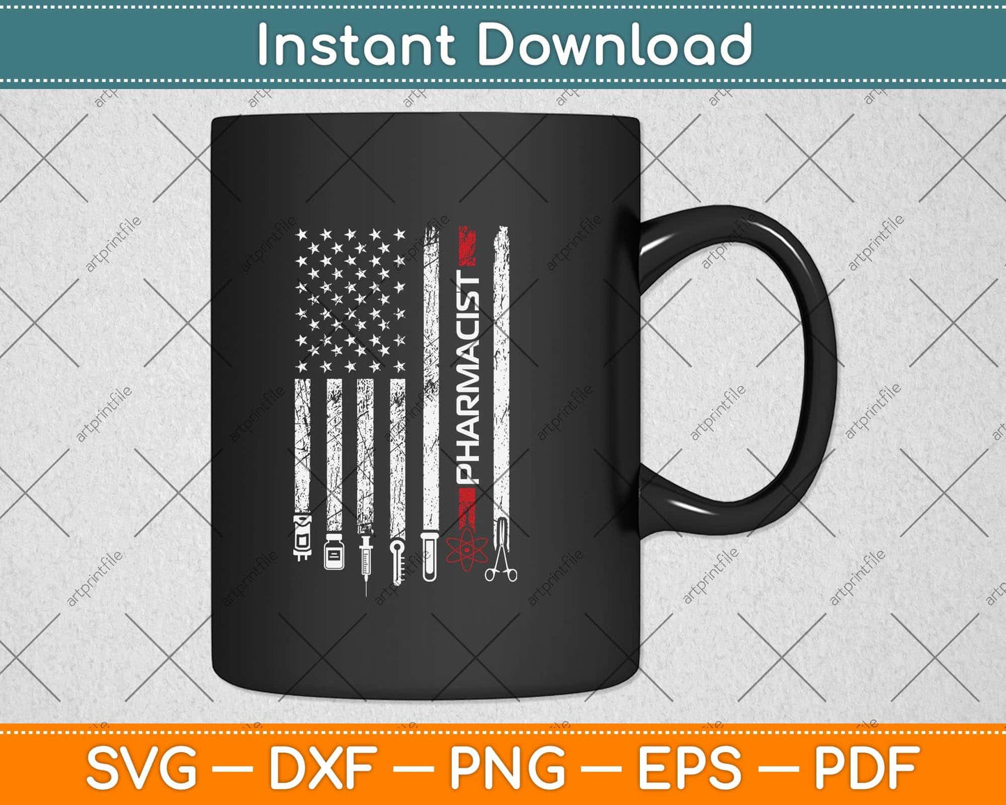 American Flag Pharmacist Father's Day Svg Png Dxf Digital Cutting File