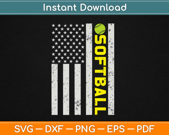 American Flag Softball Svg Design Cricut Printable Cutting Files