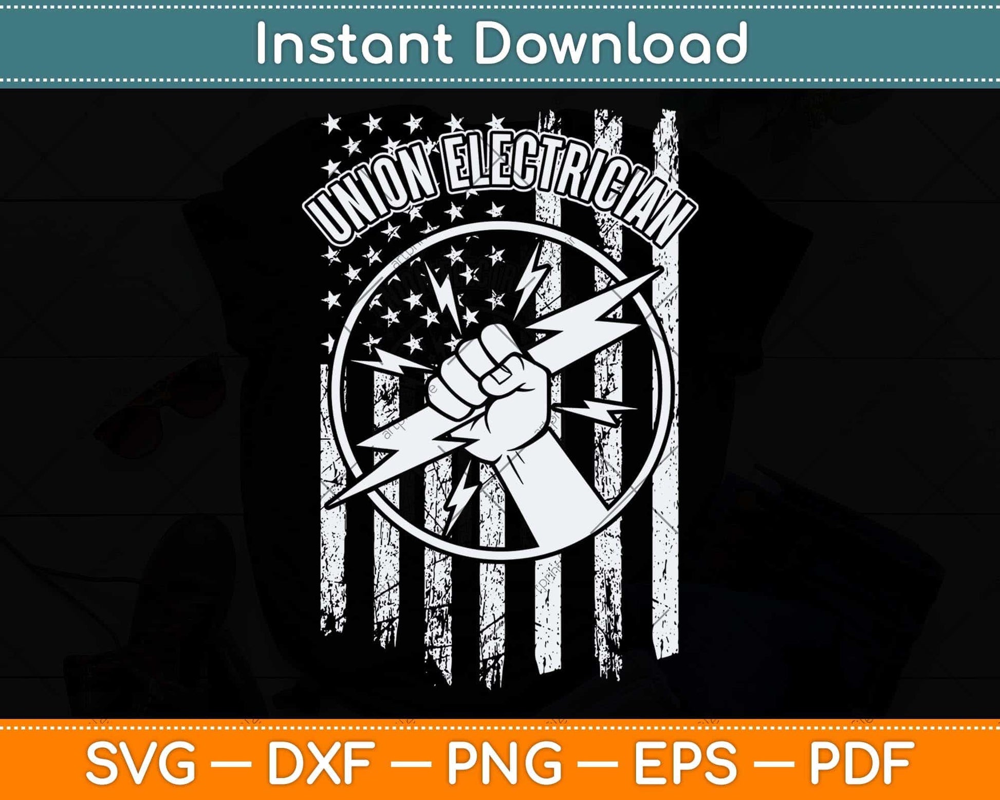 American Flag Union Electrician Svg Png Dxf Digital Cutting File