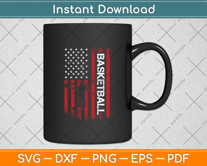American Flag Vintage Basketball USA Flag Svg Png Dxf Digital Cutting File