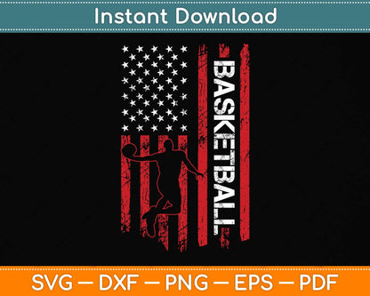American Flag Vintage Basketball USA Flag Svg Png Dxf Digital Cutting File