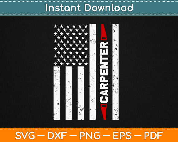 American Flag With Carpenter Svg Design Cricut Printable Cutting Files