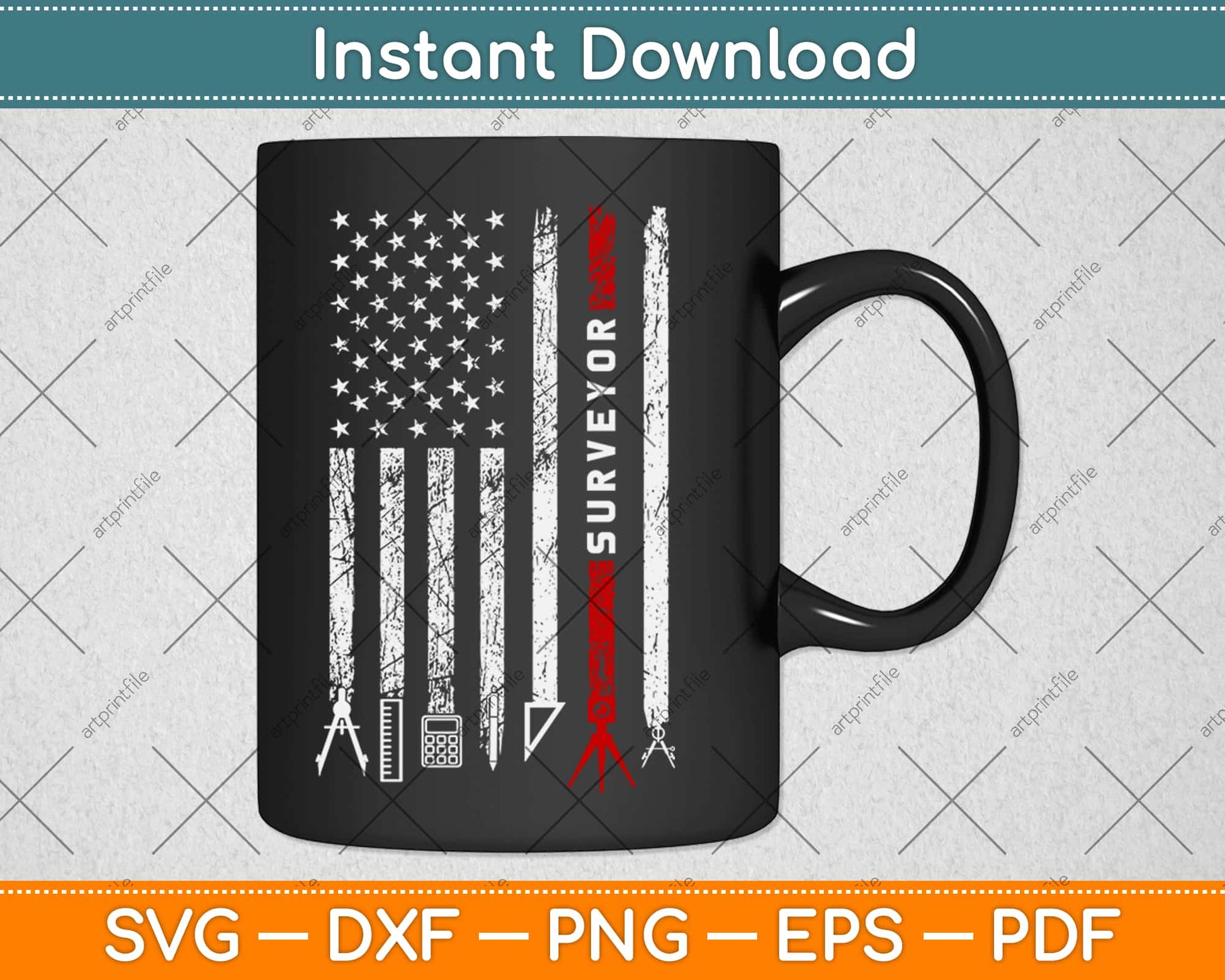 American Flag with Surveyor Svg Design Cricut Printable Cutting Files