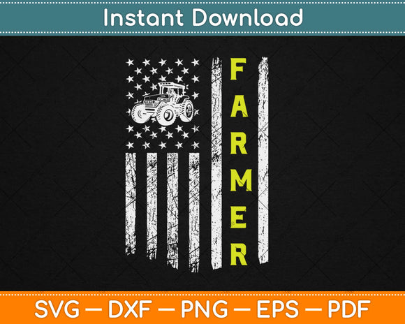 American Flag With Tractor Patriotic Farmer Svg Design Cricut Printable Cutting Files