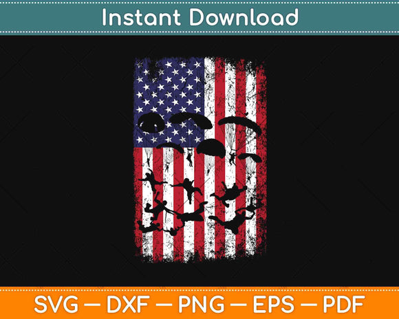 American USA Flag Patriotic Skydiving Svg Design Cricut Printable Cutting Files