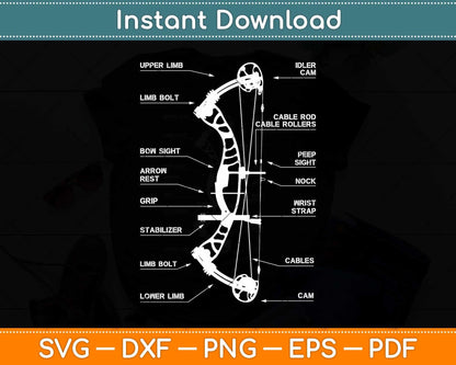 Anatomy of Archery Bow Hunting Bow Hunting Svg Png Dxf Digital Cutting File