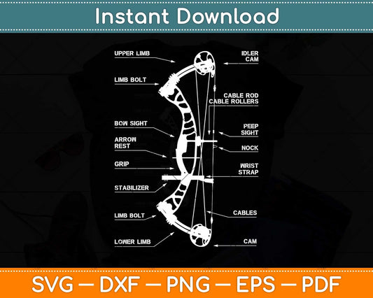 Anatomy of Archery Bow Hunting Bow Hunting Svg Png Dxf Digital Cutting File