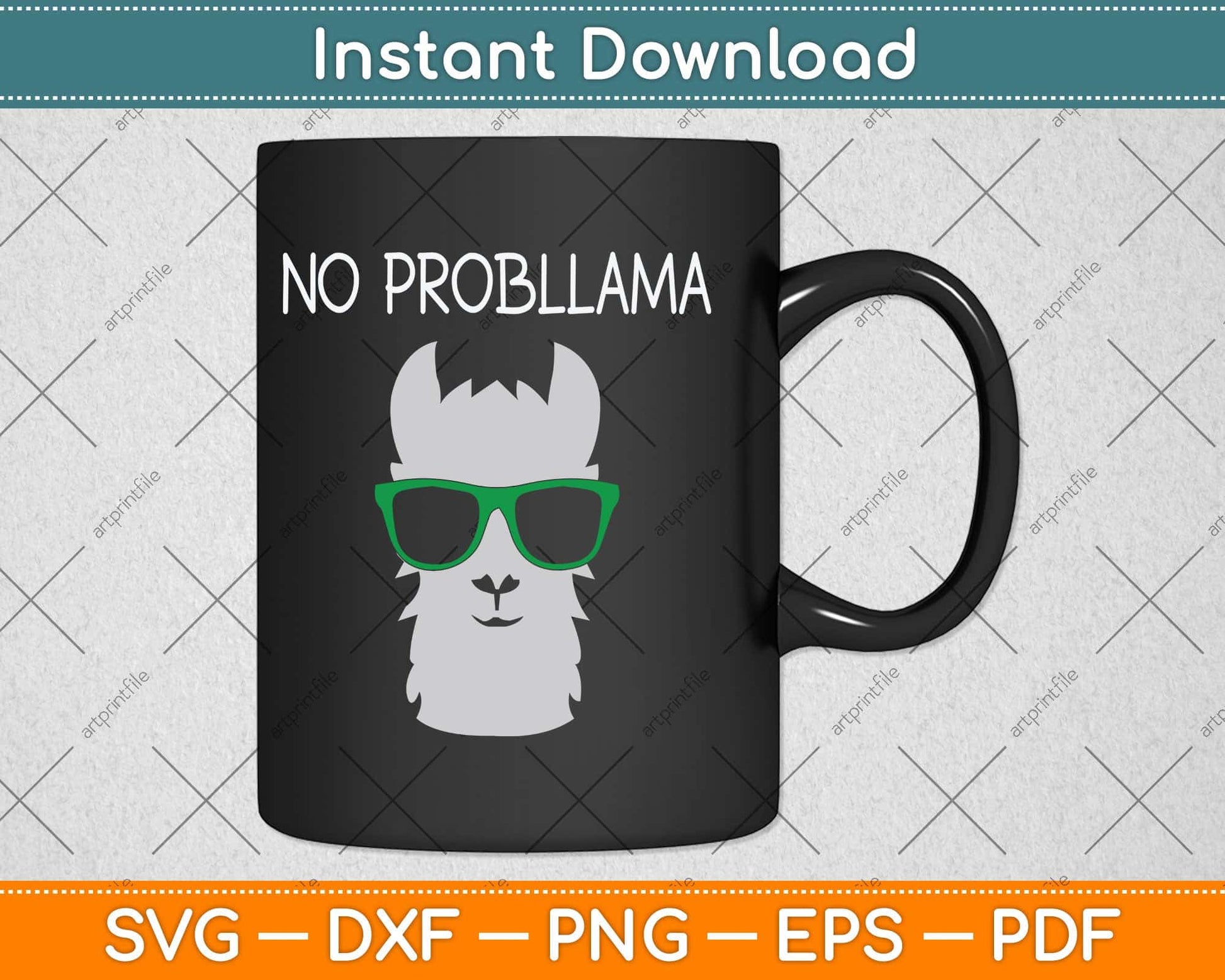 Animal Pun Llama Lover 'No Probllama' Funny Llama Svg Png Dxf Digital Cutting File