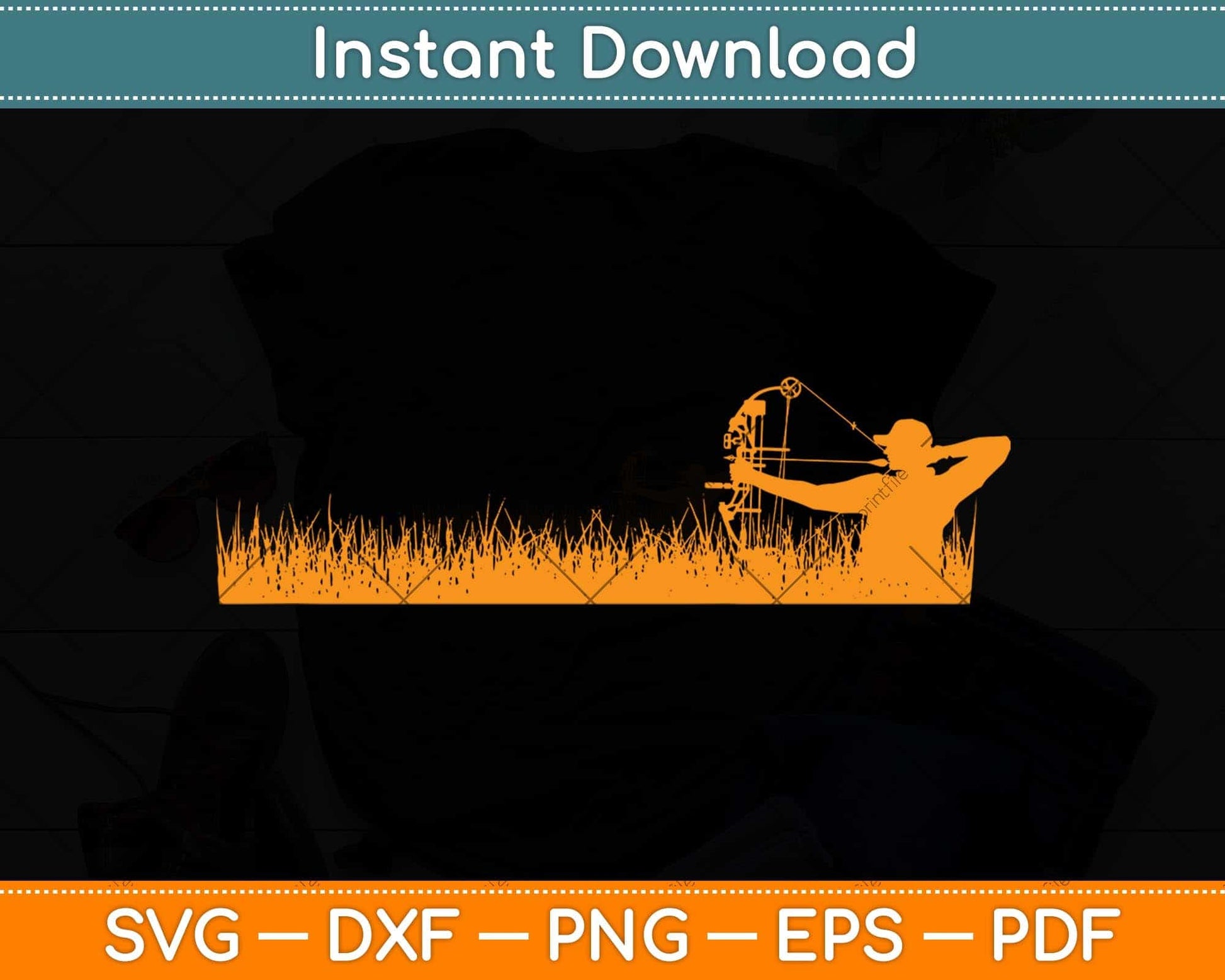 Archery Bow Hunter Deer Mule Elk Bow Hunting Svg Png Dxf Digital Cutting File