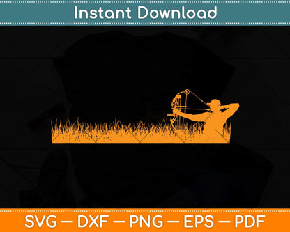 Archery Bow Hunter Deer Mule Elk Bow Hunting Svg Png Dxf Digital Cutting File