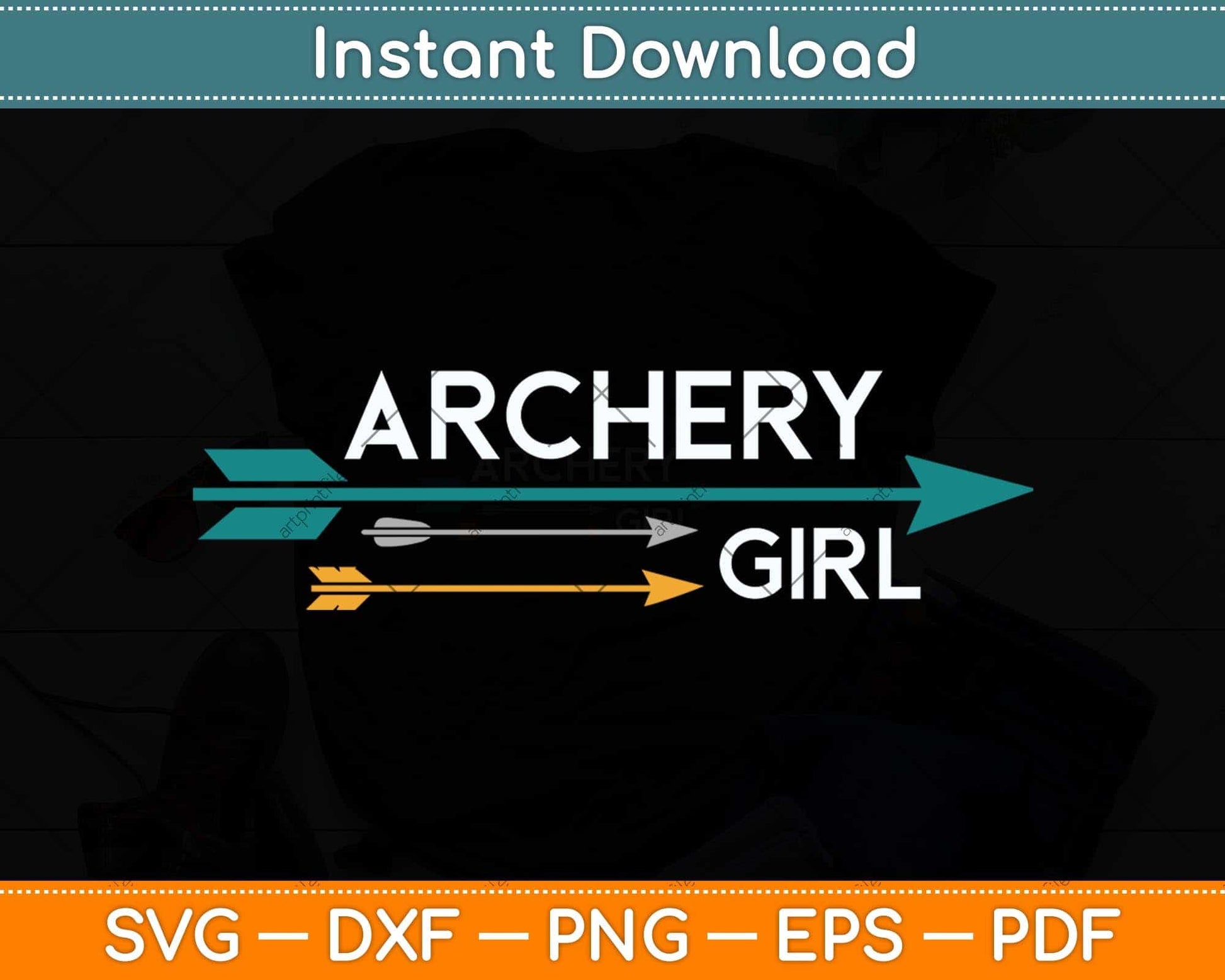 Archery Girl Bow Hunting Svg Png Dxf Digital Cutting File