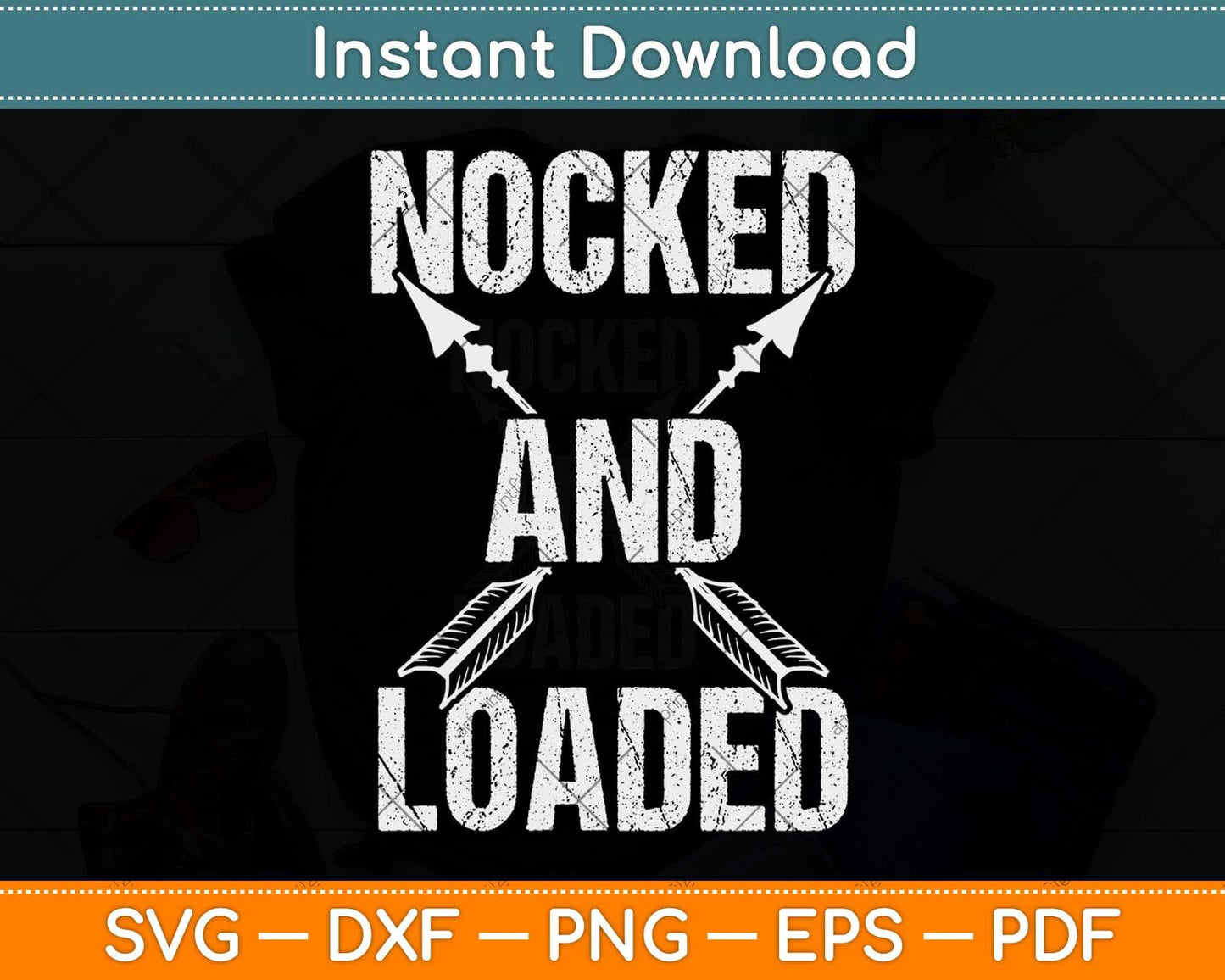 Archery Nocked And Loaded Bow Hunting Svg Png Dxf Digital Cutting File