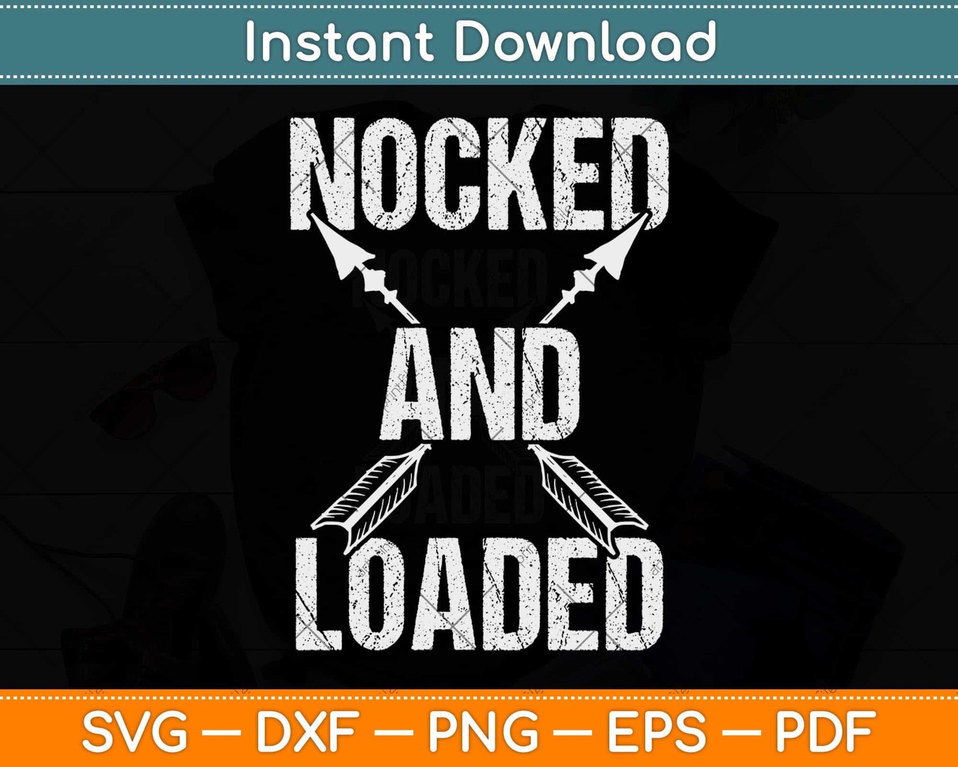 Archery Nocked And Loaded Bow Hunting Svg Png Dxf Digital Cutting File
