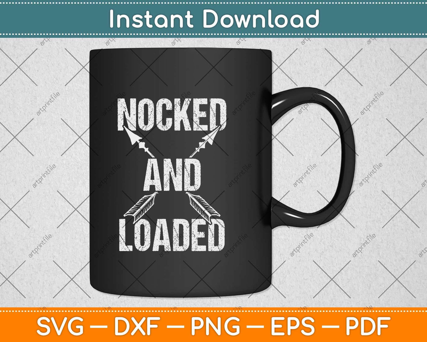 Archery Nocked And Loaded Bow Hunting Svg Png Dxf Digital Cutting File