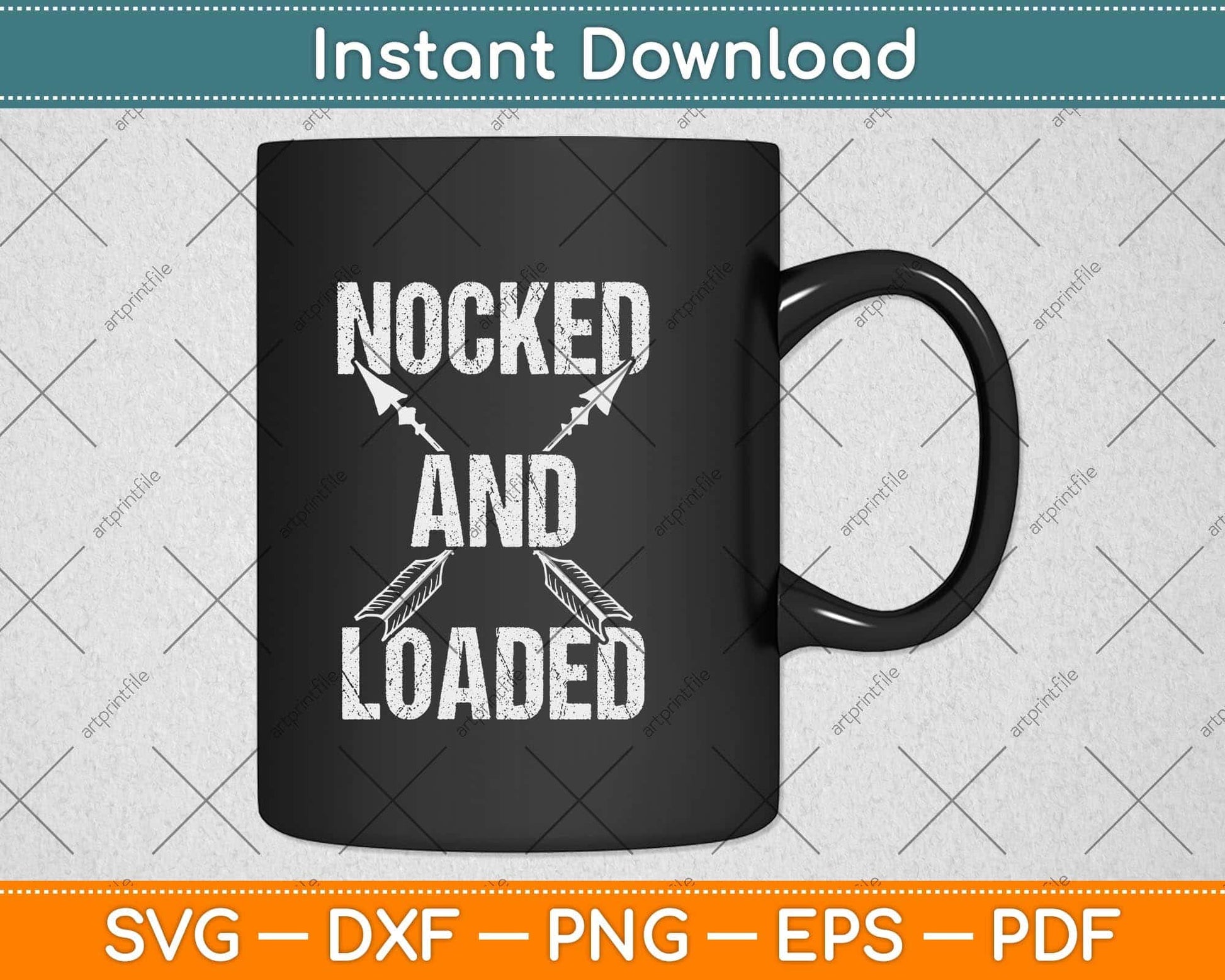 Archery Nocked And Loaded Bow Hunting Svg Png Dxf Digital Cutting File