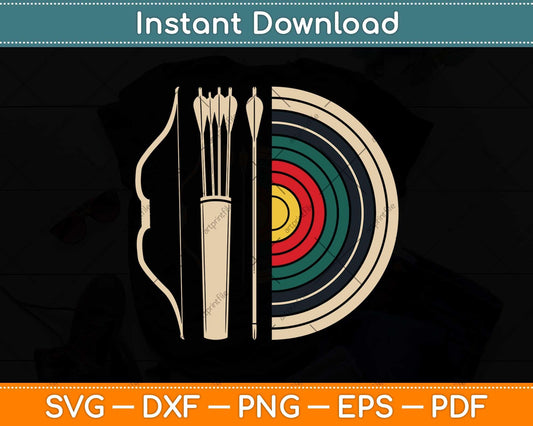 Archery Target Bow And Arrow Vintage Svg Png Dxf Digital Cutting File