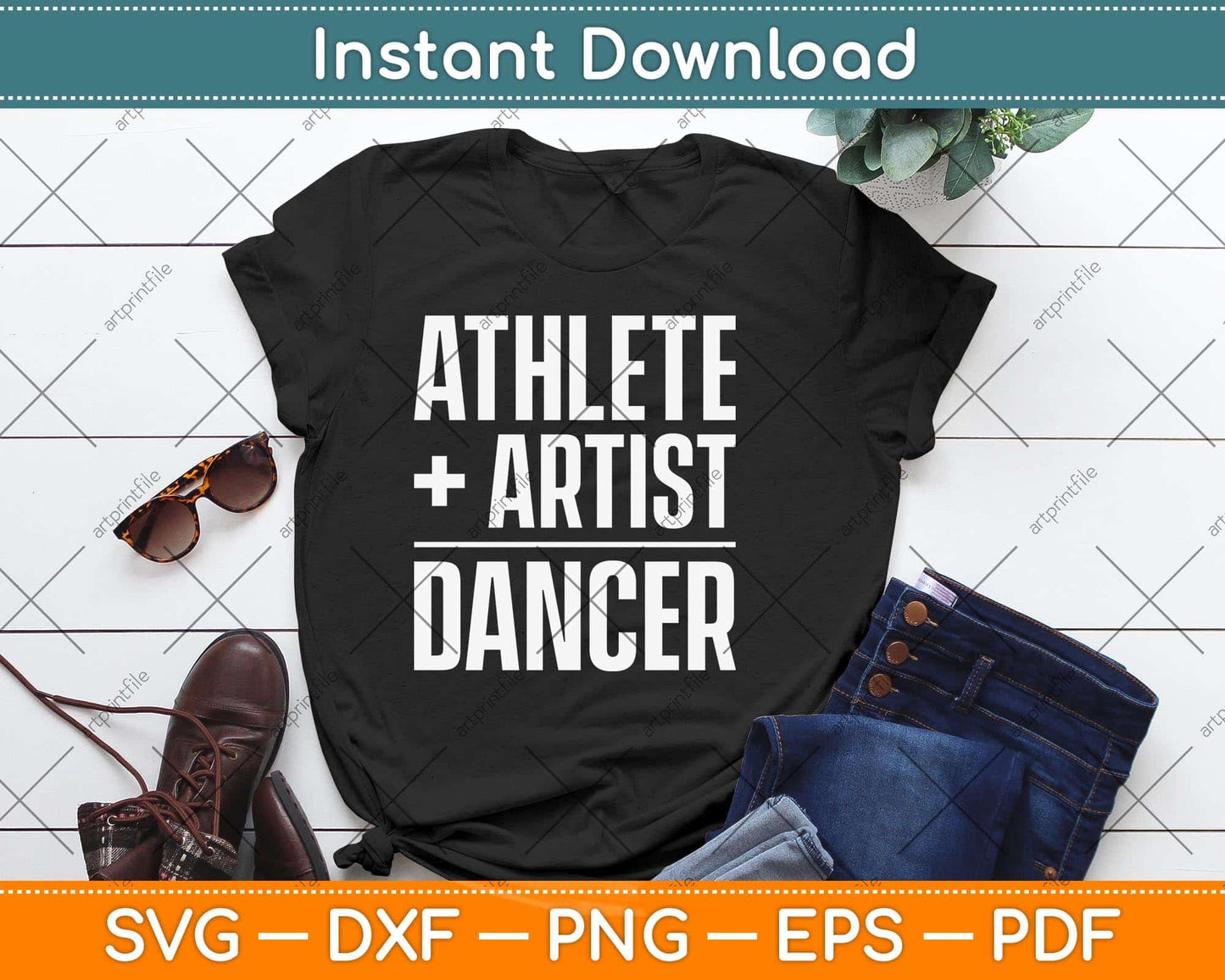 Athlete + Artist = Dancer Svg Png Dxf Digital Cutting File