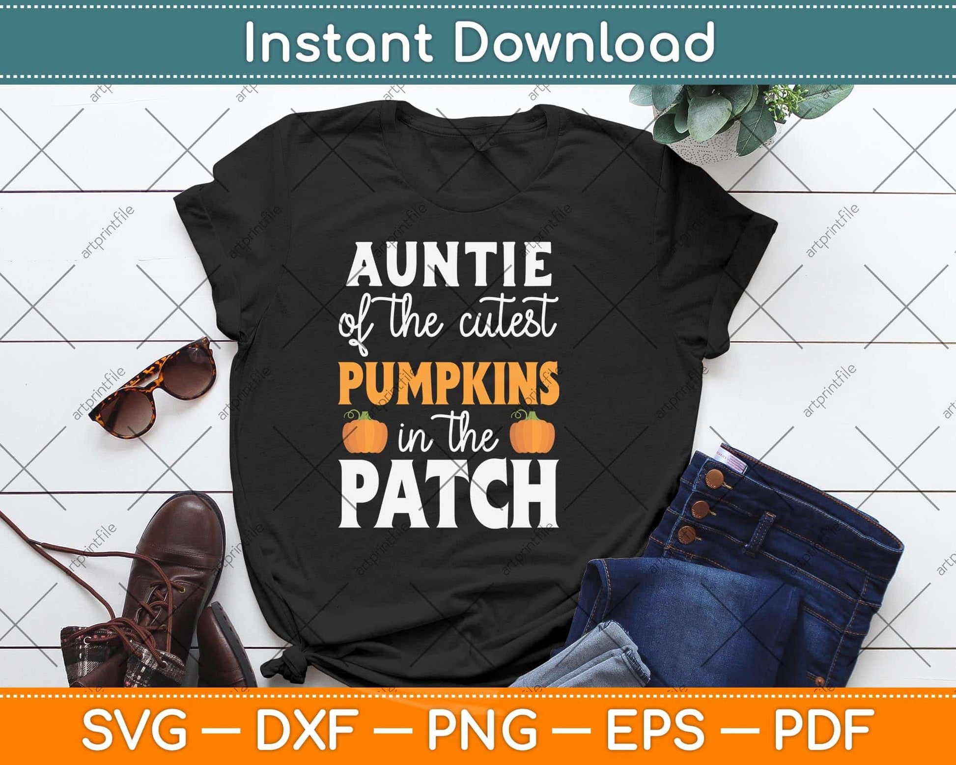 Auntie Of The Cutest Pumpkins In The Patch Halloween Svg Png Dxf Digital Cutting File