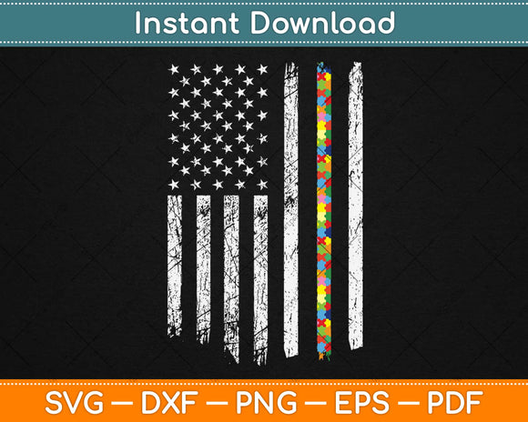 Autism Awareness American Flag Svg Design Cricut Printable Cutting Files