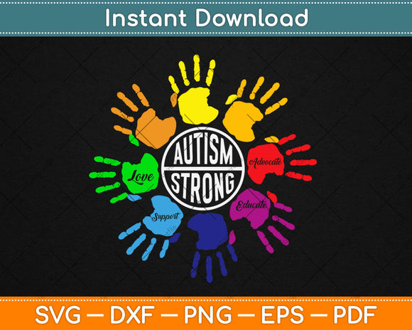 Autism Strong Hands Autism Awareness Day Svg Design Cricut Printable Cutting Files
