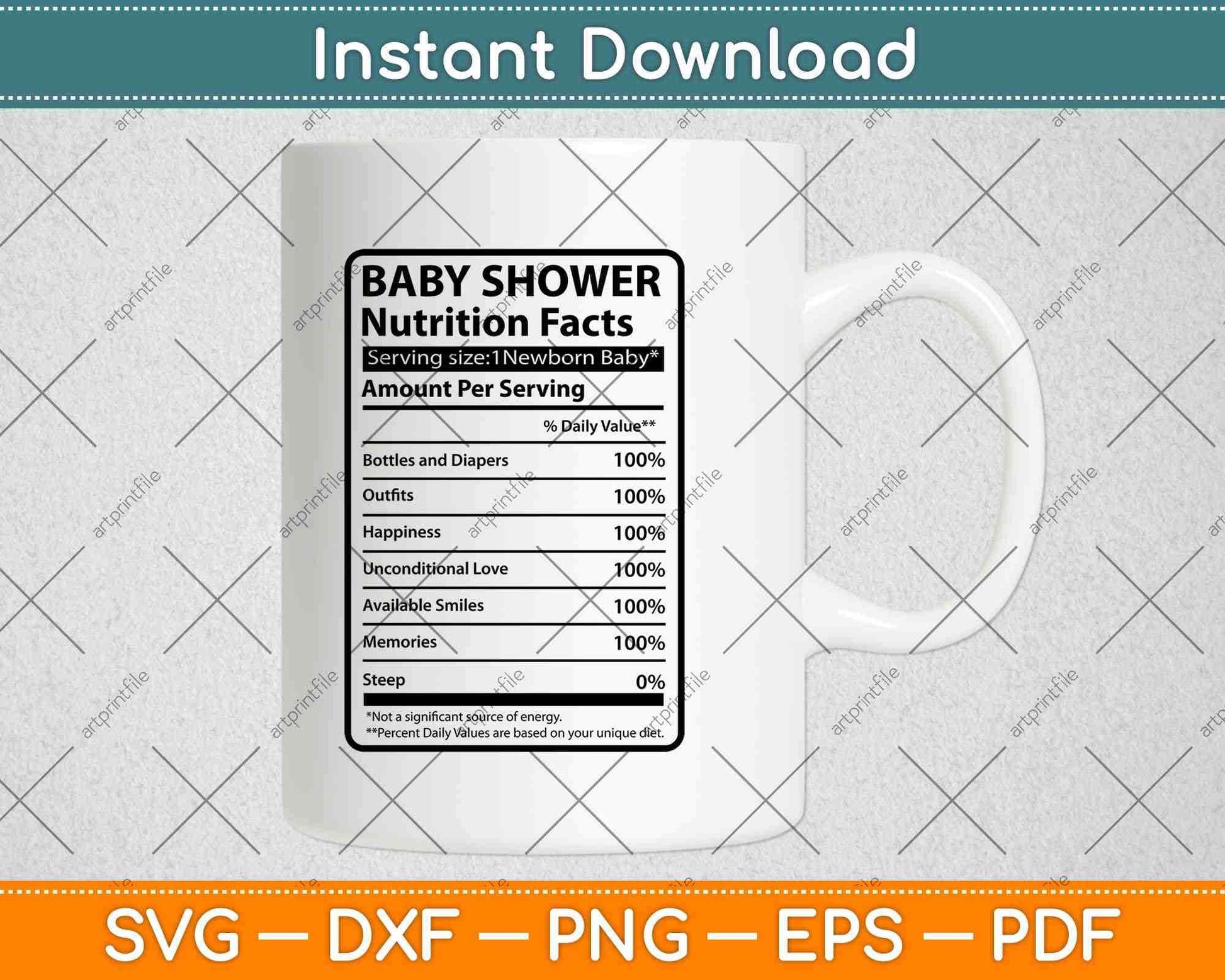 Baby Shower Nutrition Facts Fathers Day Svg Png Dxf Digital Cutting Files