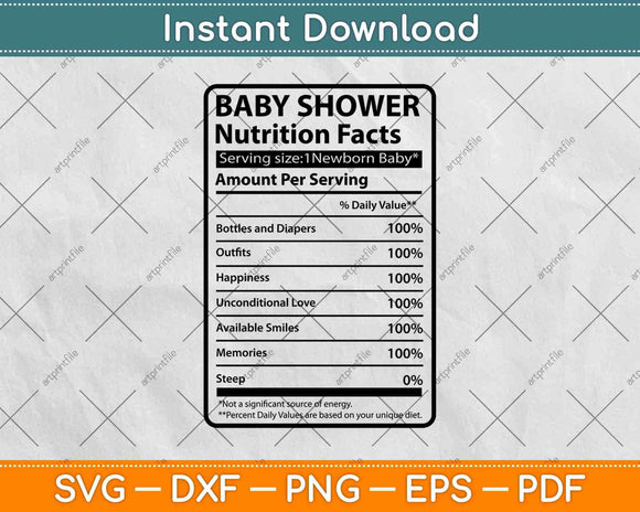 Baby Shower Nutrition Facts Fathers Day Svg Png Dxf Digital Cutting Files