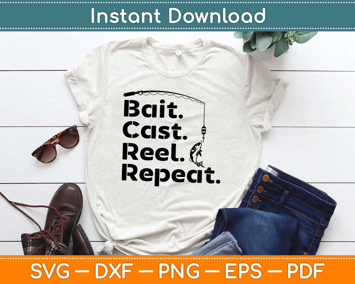 Bait Cast Reel Repeat Svg Design Cricut Printable Cutting Files